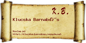 Klucska Barnabás névjegykártya